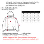 Hoodie Größen-Guide mit Messanleitung und Maßtabelle von XS bis XXL in Zentimetern