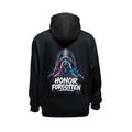 Schwarzer Honor Forgotten Hoodie mit großem Masken-Backprint in Neonfarben